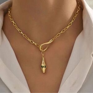Gold Snake Pendant Necklace A1245